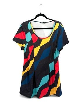 Lily Multi-Color Geometric Scoop Neck Tee